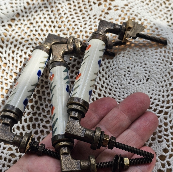 Polish Pottery Pull Handles For Cabinet Set Of 3 Used - Picture 3 of 8